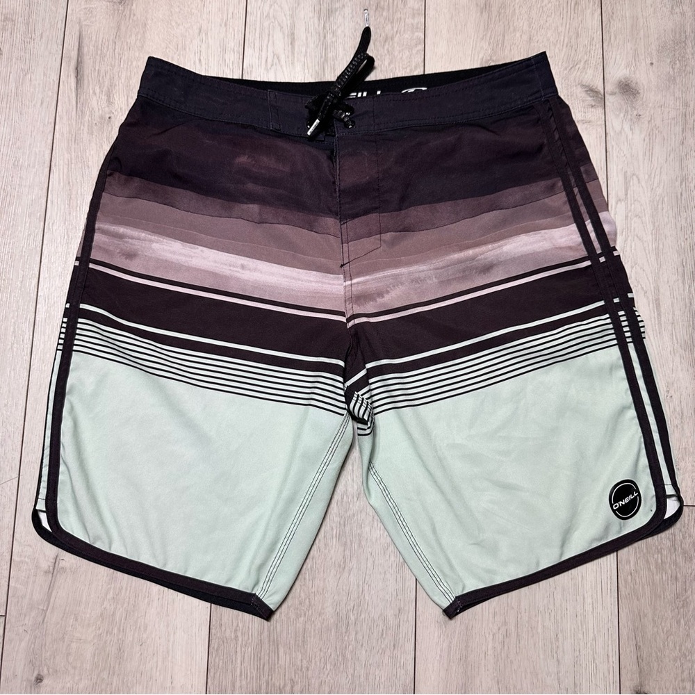 O'Neill Men's Gradient Swim Shorts - Black, Grey and light green